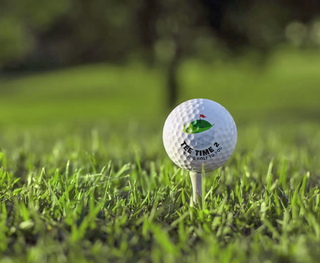 golf ball on a tee with Tee Time 2 Logo